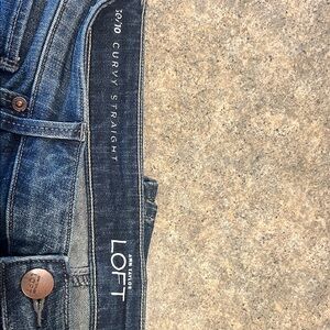 LOFT Curvy Straight Jeans - Dark Blue Denim